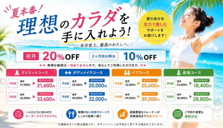 夏本番!まだ間に合う理想のカラダづくりを始めませんか?の画像